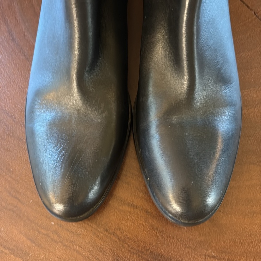 Vaneli Rheta Bootie /Black Leather Ankle Boots with Gold Accents/ Size 10N - Picture 5 of 11